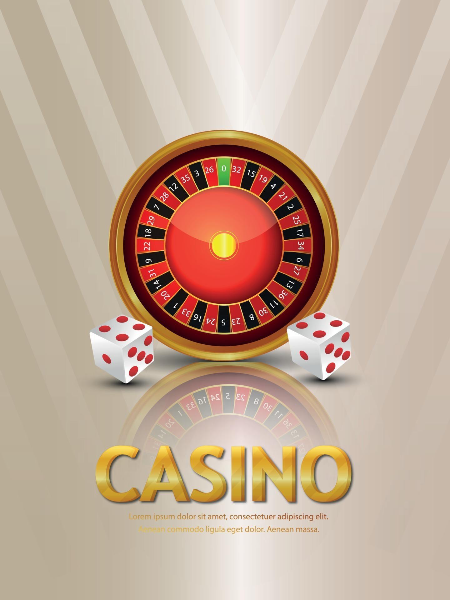 Casino gambling game with roulette wheel and dice 2391968 Vector Art at