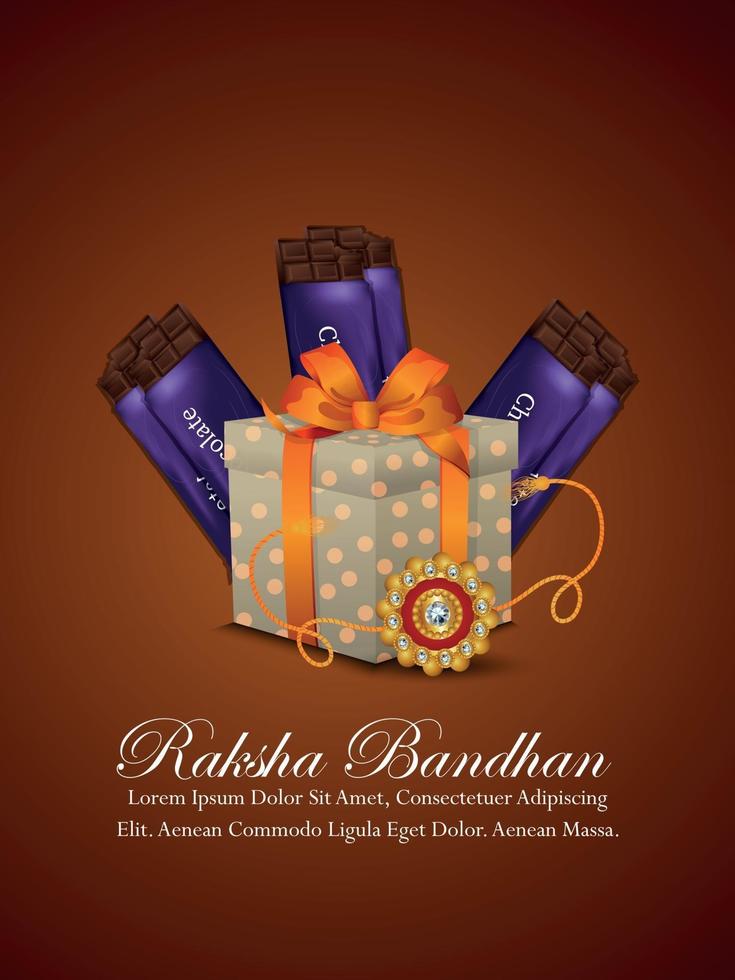 Folleto de invitación de raksha bandhan con regalos realistas vector