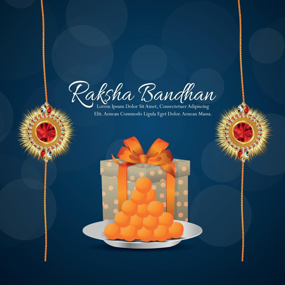 Indian festival of happy raksha bandhan invitation background with gifts vector