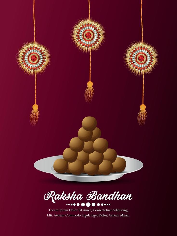 Realistic vector illustration of happy raksha bandhan flyer with sweet