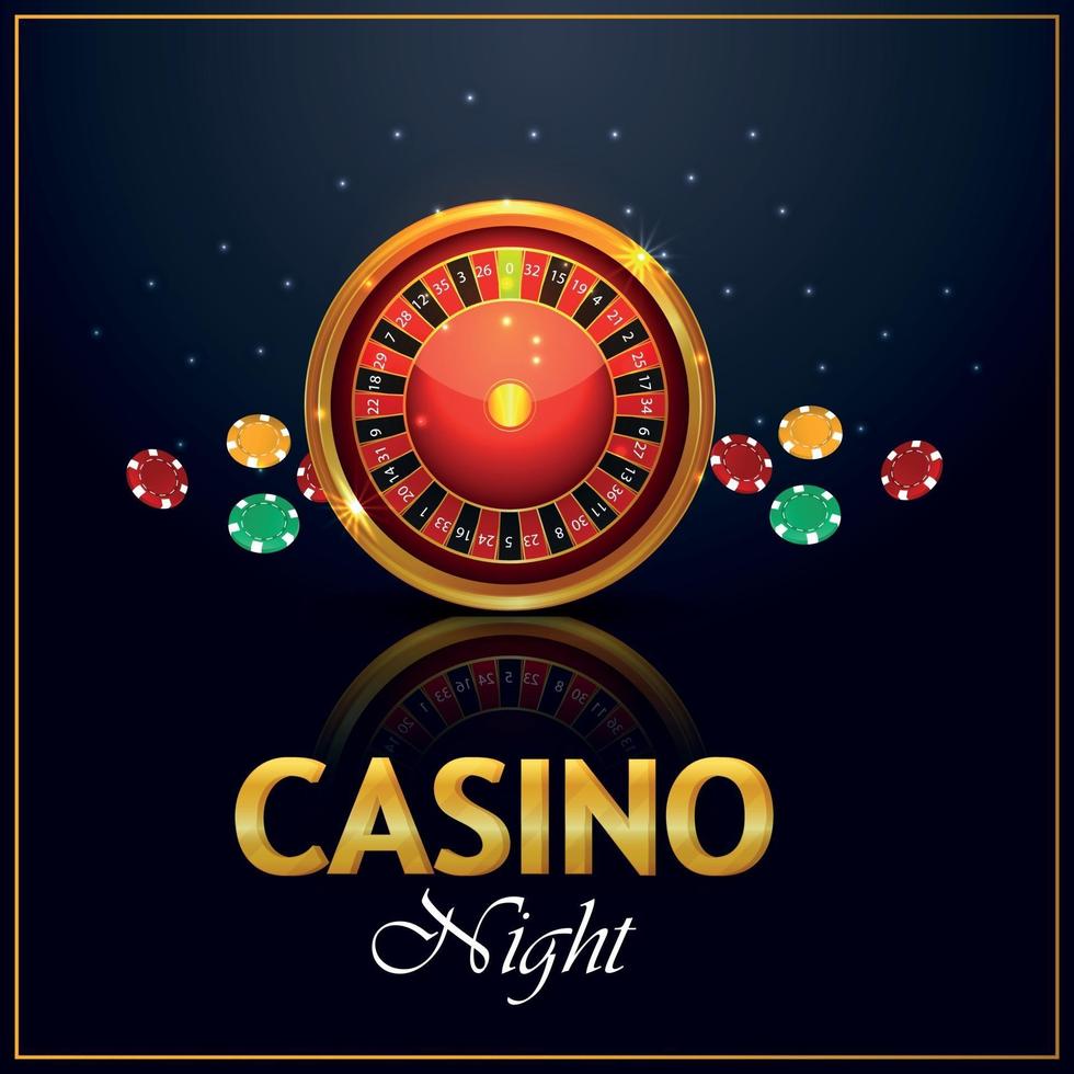 Casino luxury vip invitation background with roulette wheel and casino chips vector