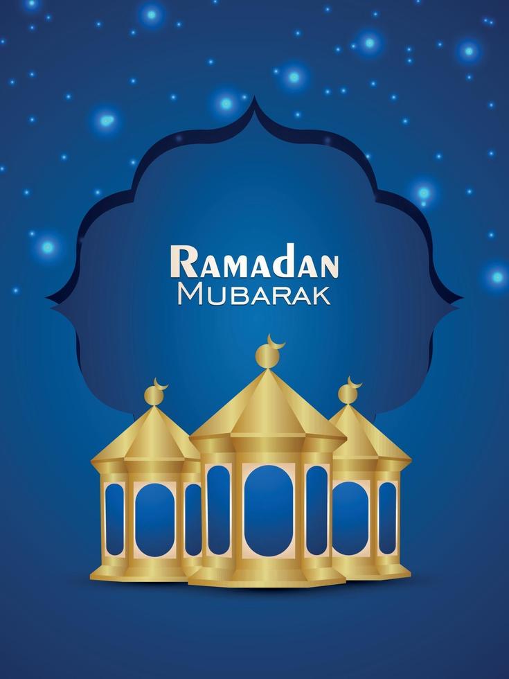 festival islámico de ramadan kareem vector linterna dorada islámica sobre fondo azul