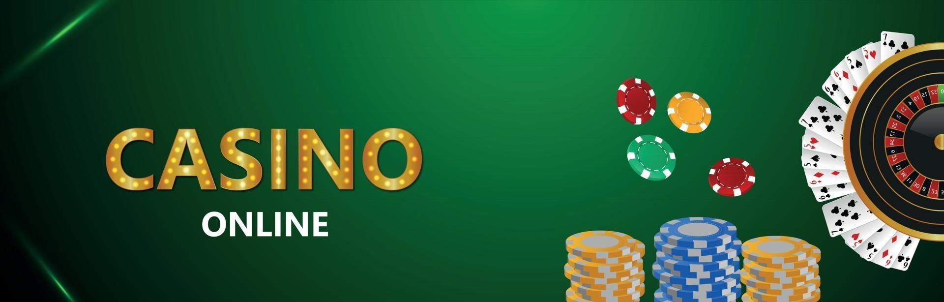 juego de casino en línea con naipes creativos, ruleta y fichas de casino vector
