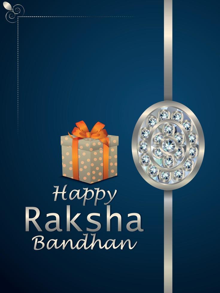 Indian festival of happy raksha bandhan celebration party flyer with crystal rakhi vector