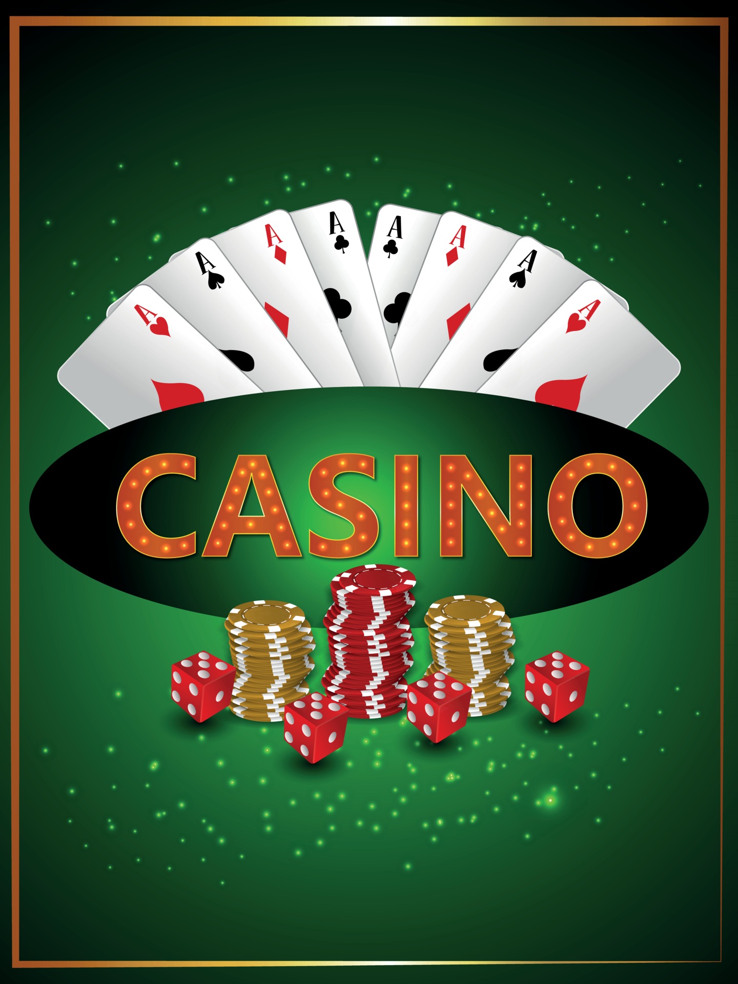 Casino gambling game with vector illustration of roulette wheel chips ...