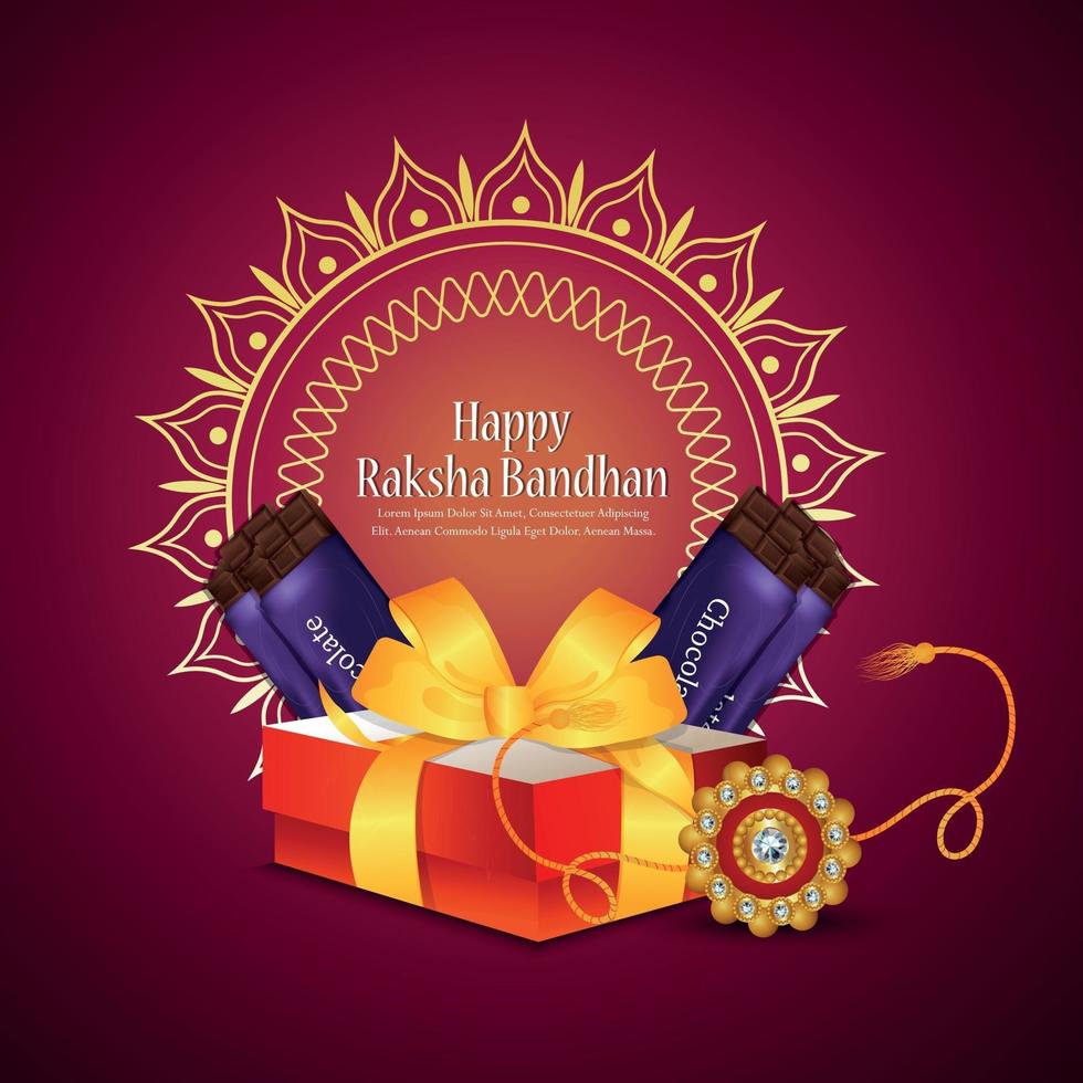 Indian festival of happy raksha bandhan invitation greeting card with vector gifts and sweet