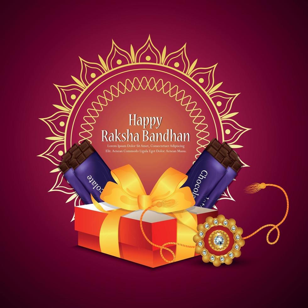 Indian festival of happy raksha bandhan invitation greeting card with vector gifts and sweet