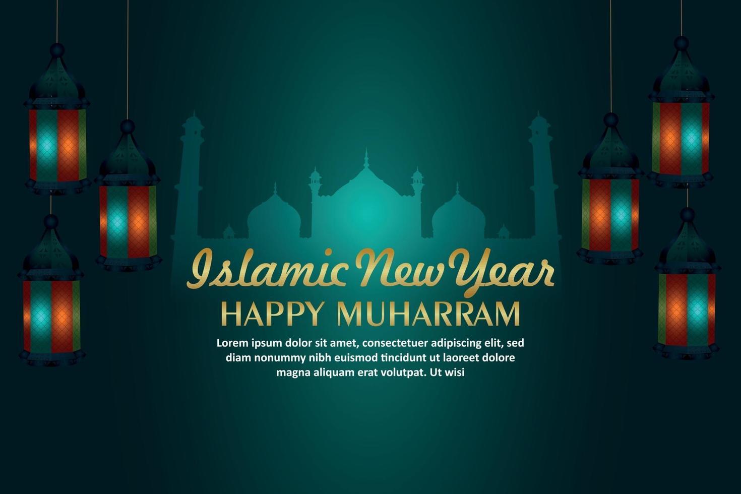 Happy muharram islamic background with creative lantern on background vector