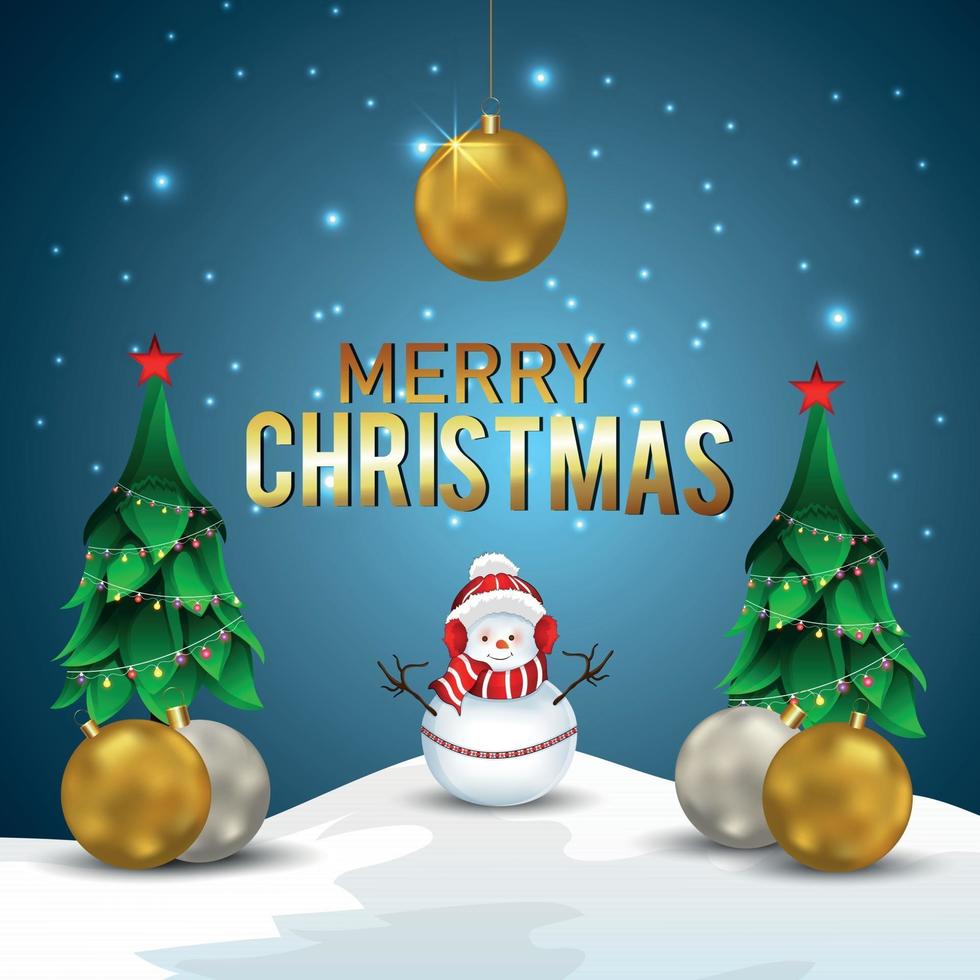 Merry christmas holiday background with vector illustration party ball and christmas tree