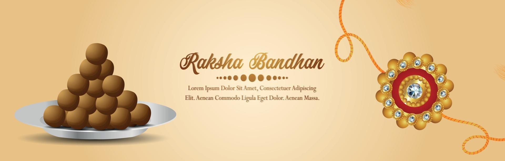 Raksha bandhan celebration banner or header with vector illustration and sweet