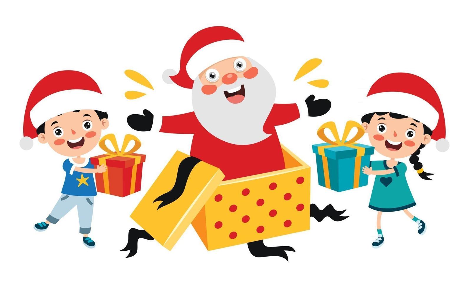 Christmas Greeting Card Design With Cartoon Characters vector