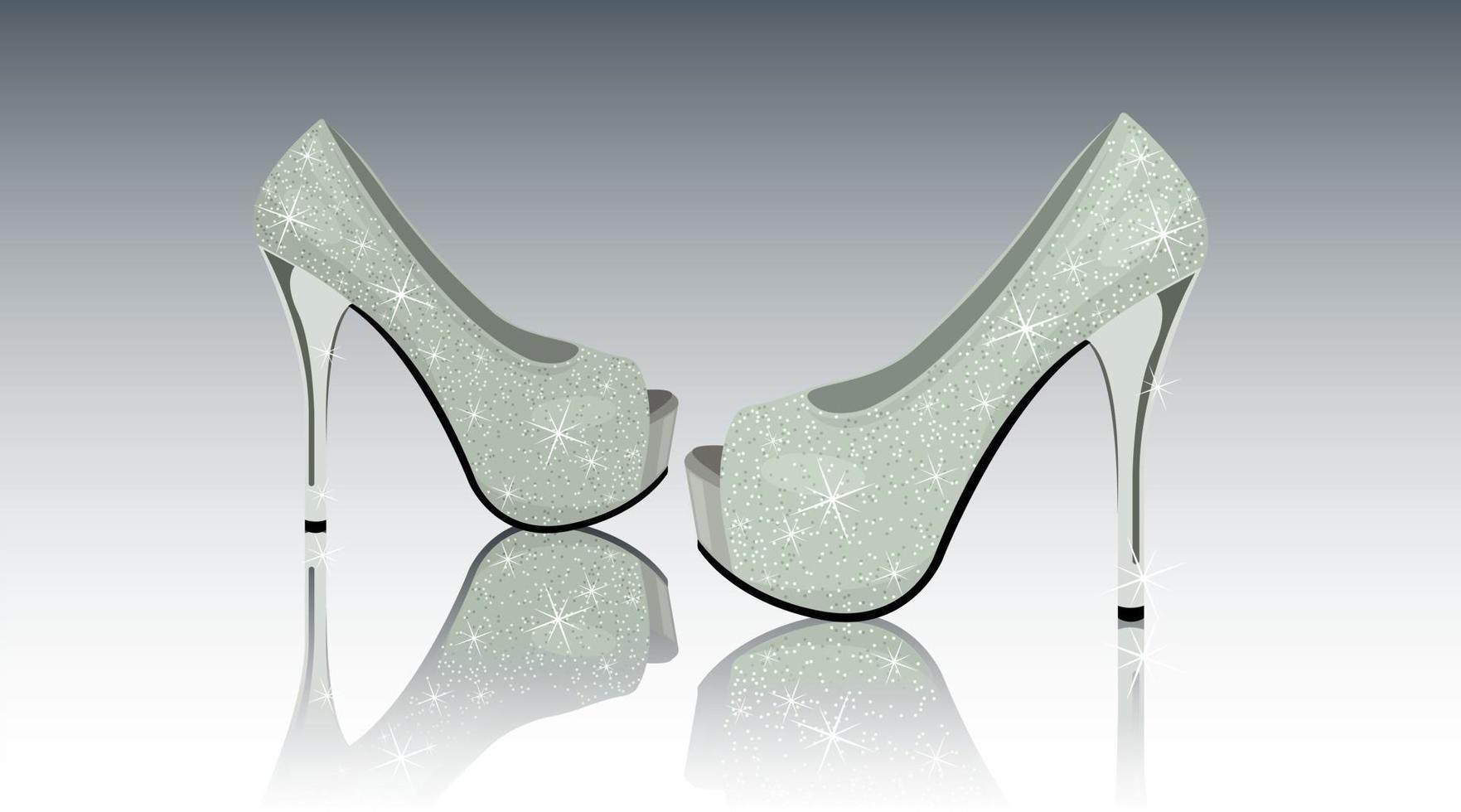 shoes high heels with sequins realistic vector