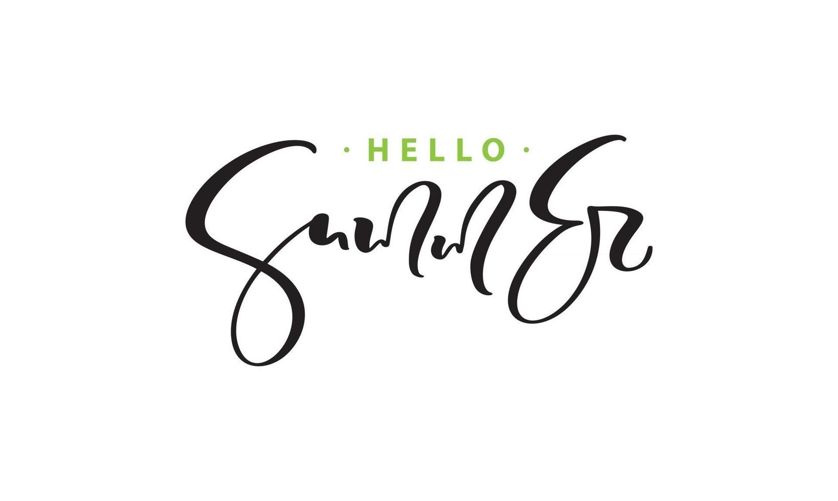 Vector Hand Drawn Hello Summer Calligraphy lettering brush text