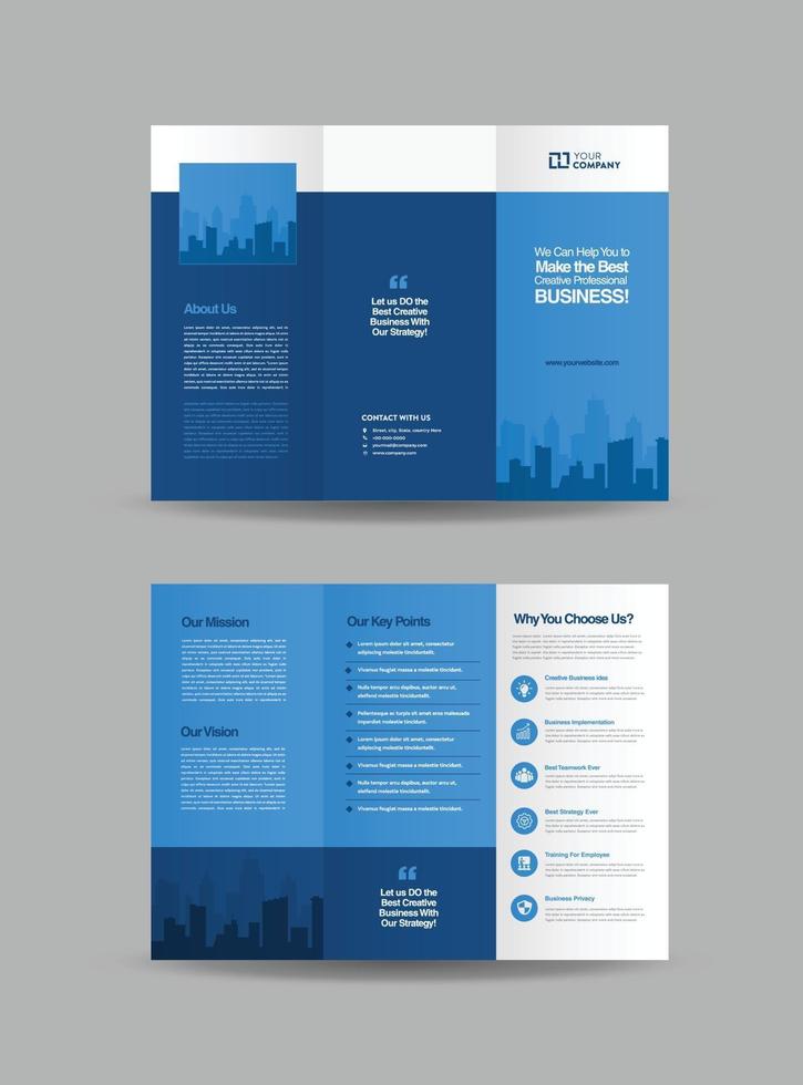 Business Trifold Brochure Design or Three Folded Advert or Handout Design vector