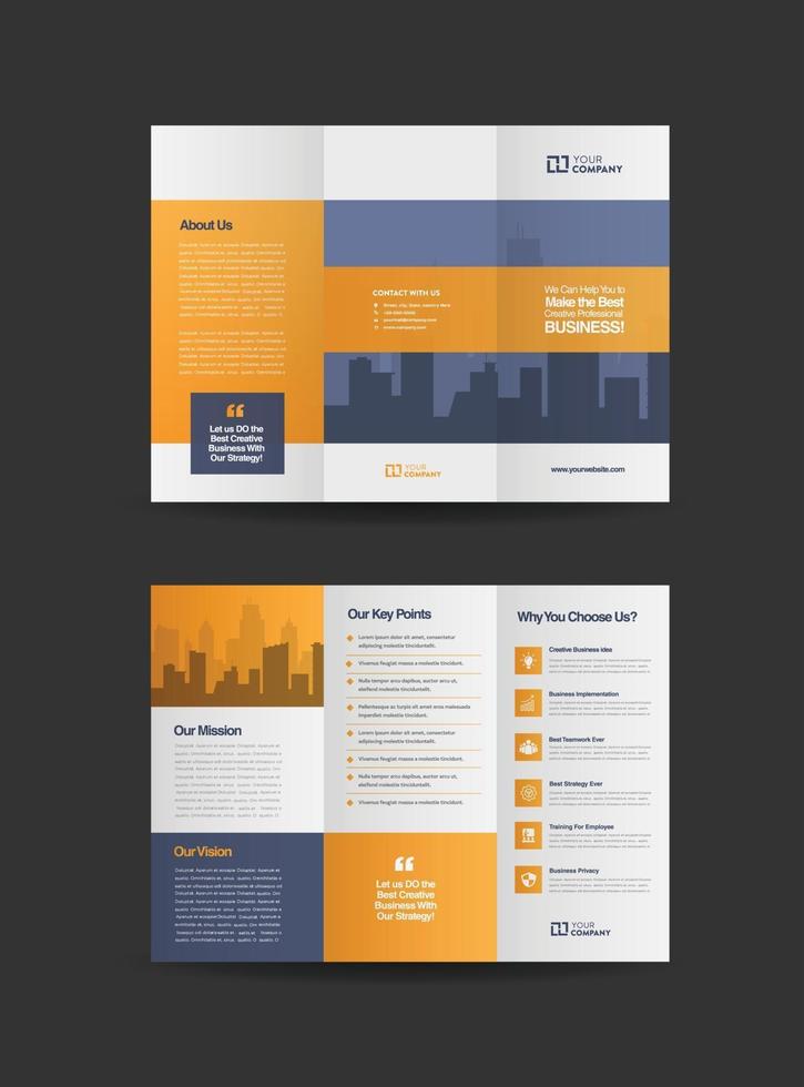 Business Trifold Brochure Design or Three Folded Advert or Handout Design vector