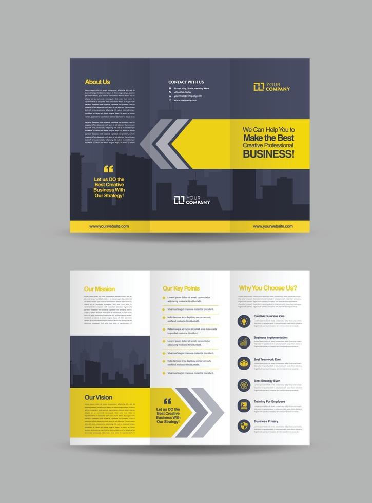 Business Trifold Brochure Design or Three Folded Advert or Handout Design vector