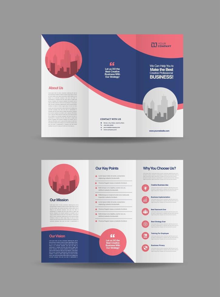 Business Trifold Brochure Design or Three Folded Advert or Handout Design vector