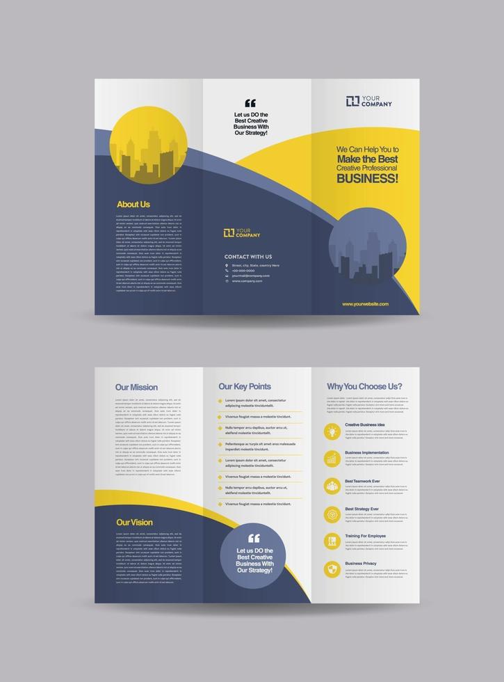 Business Trifold Brochure Design or Three Folded Advert or Handout Design vector