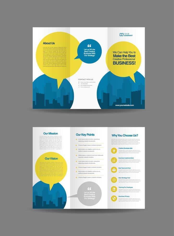 Business Trifold Brochure Design or Three Folded Advert or Handout Design vector