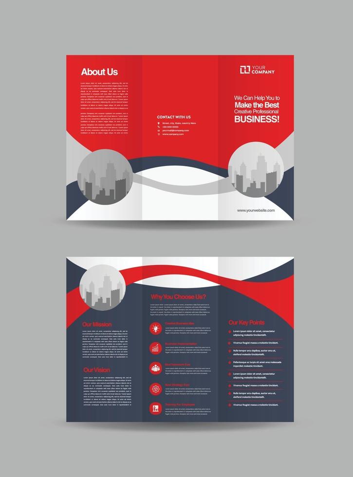 Business Trifold Brochure Design or Three Folded Advert or Handout Design vector