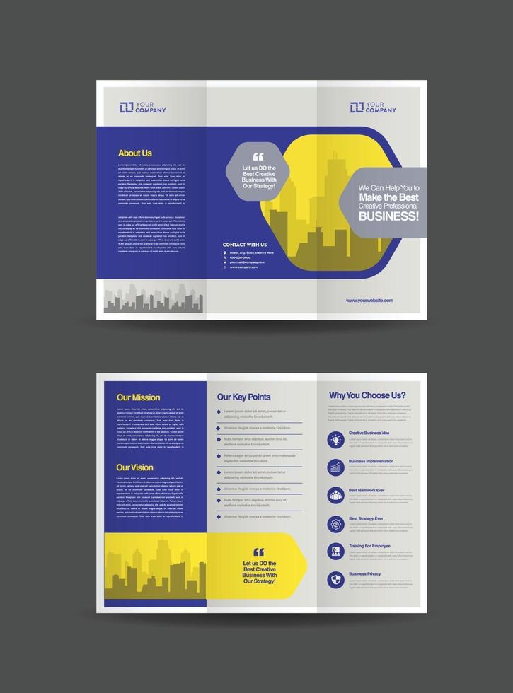 Business Trifold Brochure Design or Three Folded Advert or Handout Design vector