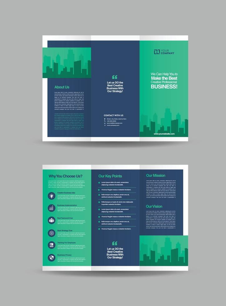 Business Trifold Brochure Design or Three Folded Advert or Handout Design vector