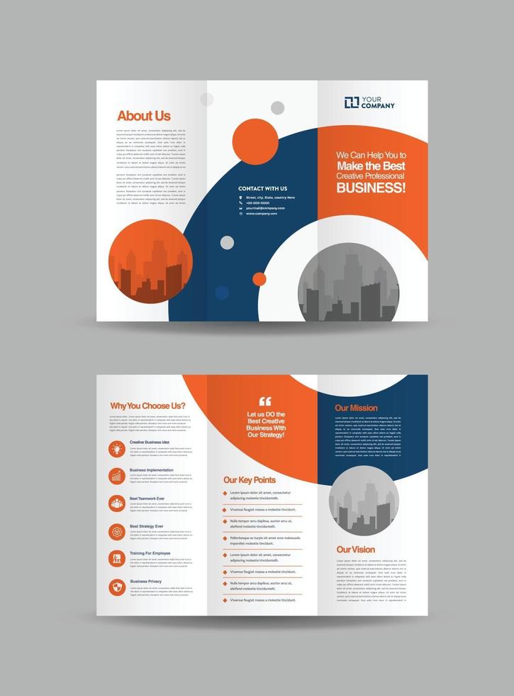 Business Trifold Brochure Design or Three Folded Advert or Handout Design vector