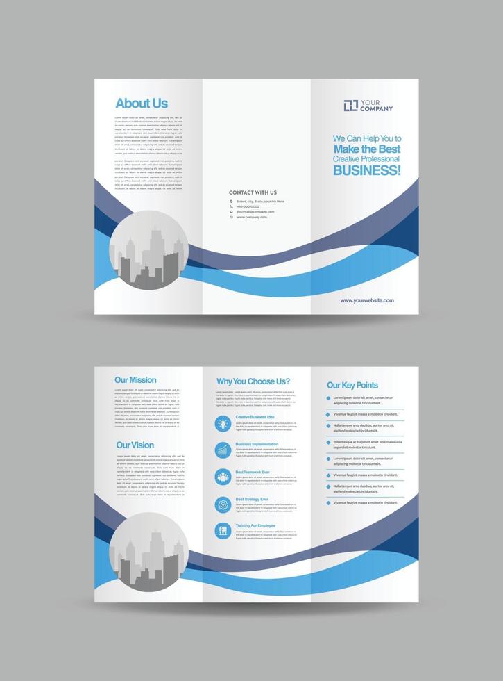 Business Trifold Brochure Design or Three Folded Advert or Handout Design vector