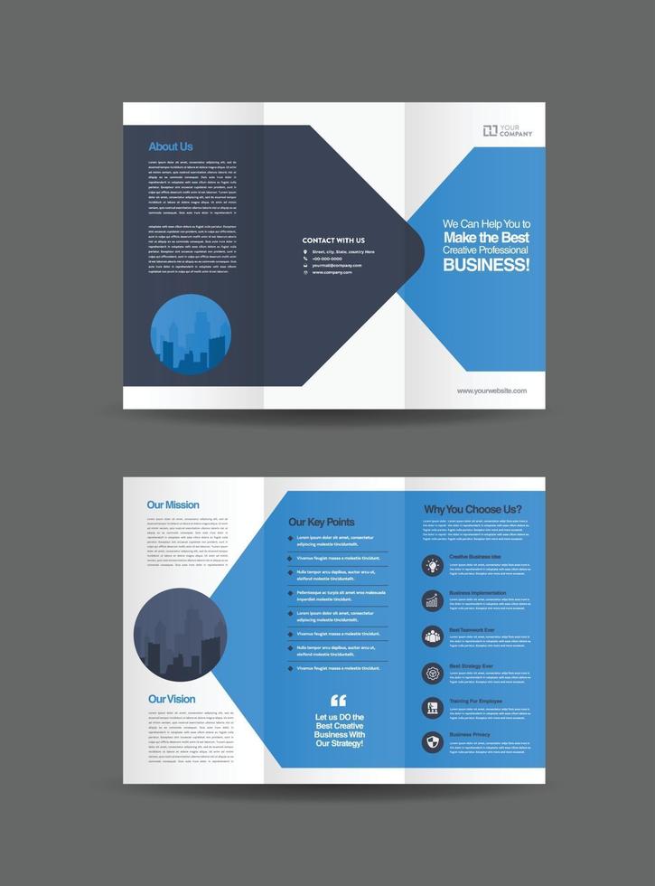 Business Trifold Brochure Design or Three Folded Advert or Handout Design vector