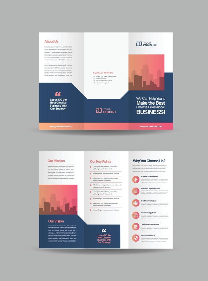 Business Trifold Brochure Design or Three Folded Advert or Handout Design vector