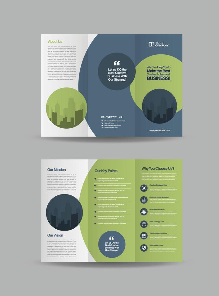 Business Trifold Brochure Design or Three Folded Advert or Handout Design vector