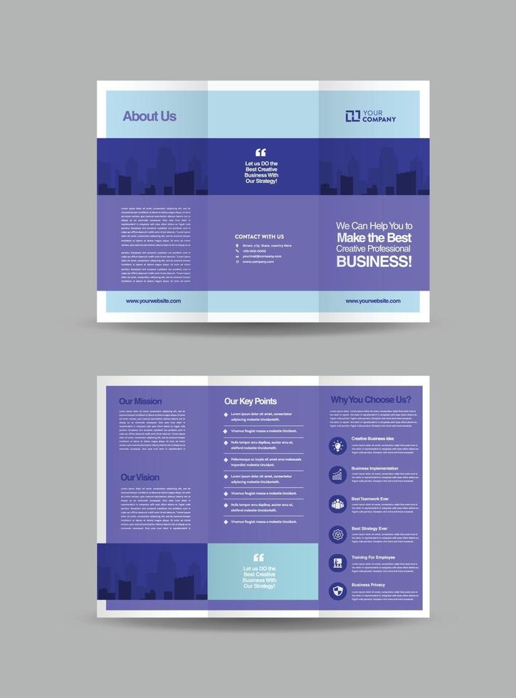 Business Trifold Brochure Design or Three Folded Advert or Handout Design vector