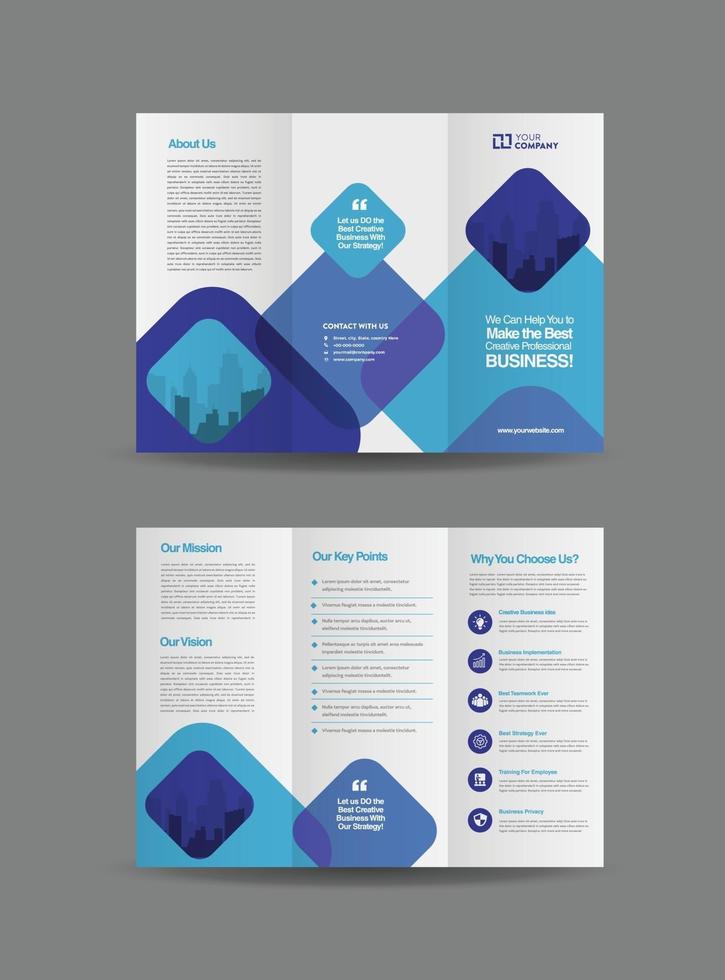 Business Trifold Brochure Design or Three Folded Advert or Handout Design vector