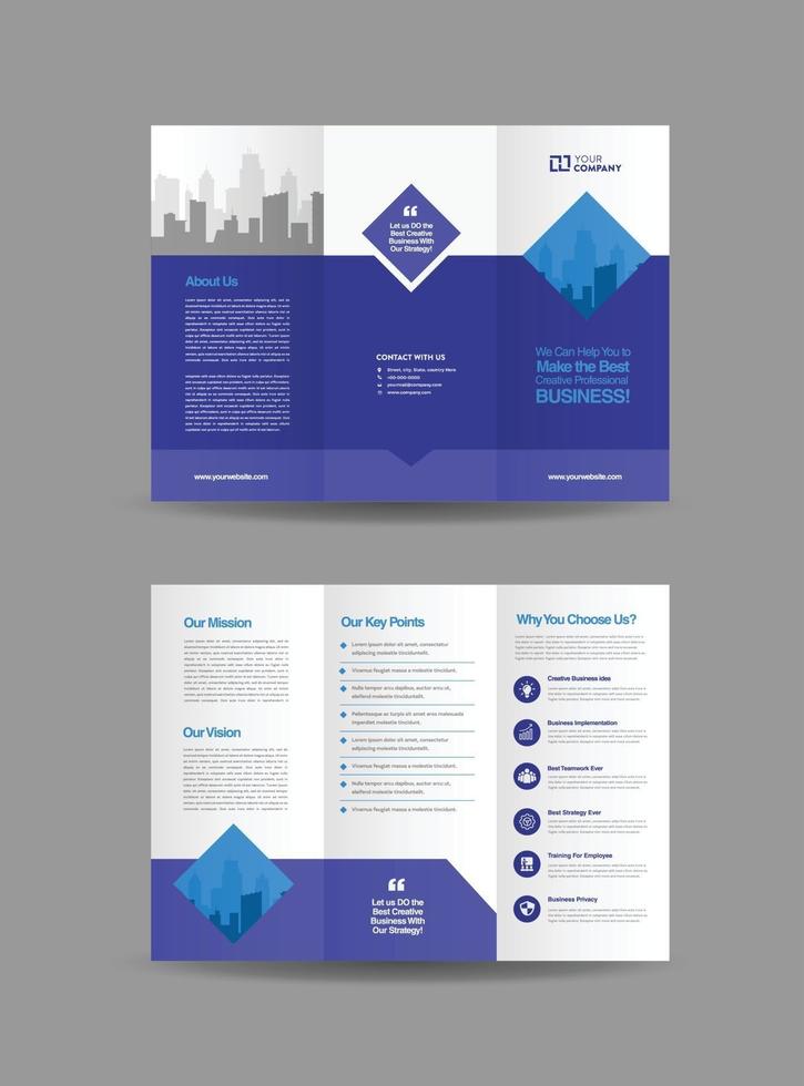 Business Trifold Brochure Design or Three Folded Advert or Handout Design vector