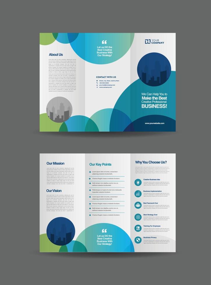 Business Trifold Brochure Design or Three Folded Advert or Handout Design vector