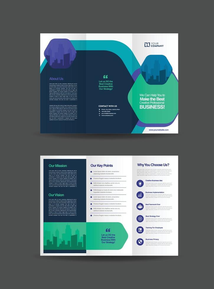 Business Trifold Brochure Design or Three Folded Advert or Handout Design vector