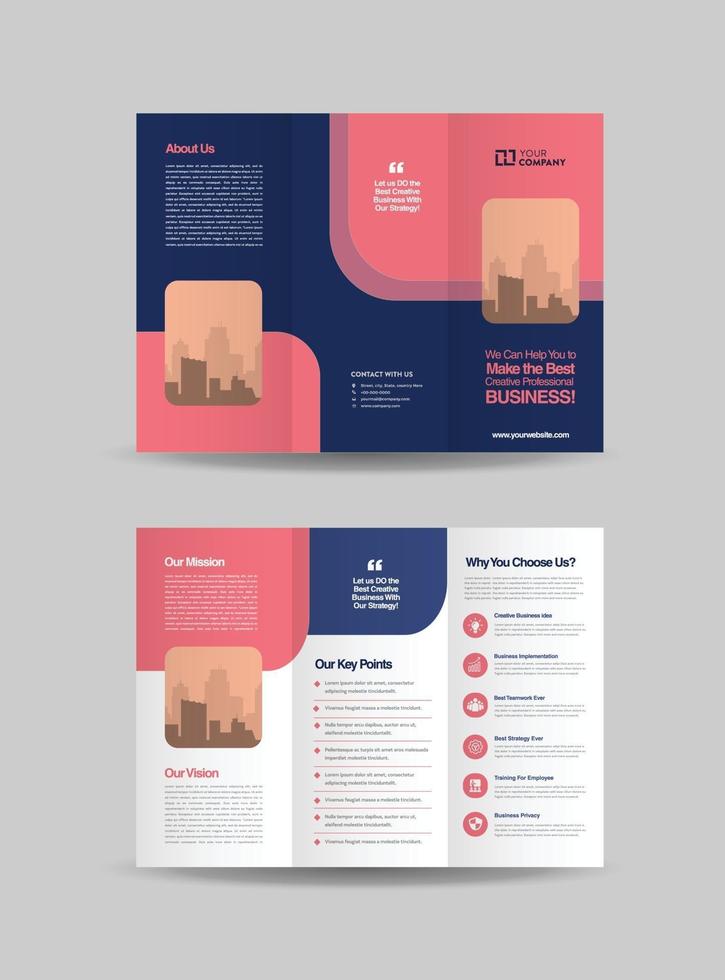 Business Trifold Brochure Design or Three Folded Advert or Handout Design vector