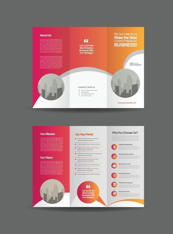 Business Trifold Brochure Design or Three Folded Advert or Handout Design vector