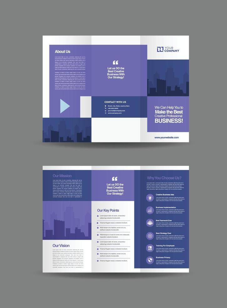 Business Trifold Brochure Design or Three Folded Advert or Handout Design vector