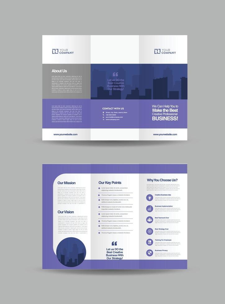 Business Trifold Brochure Design or Three Folded Advert or Handout Design vector