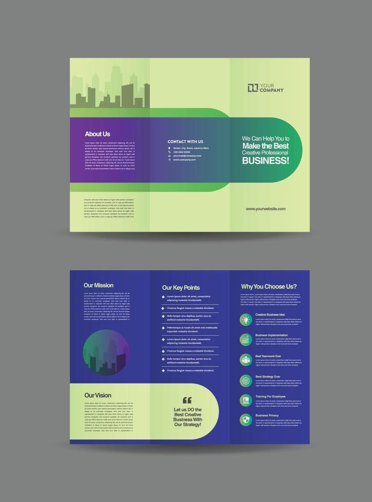 Business Trifold Brochure Design or Three Folded Advert or Handout Design vector