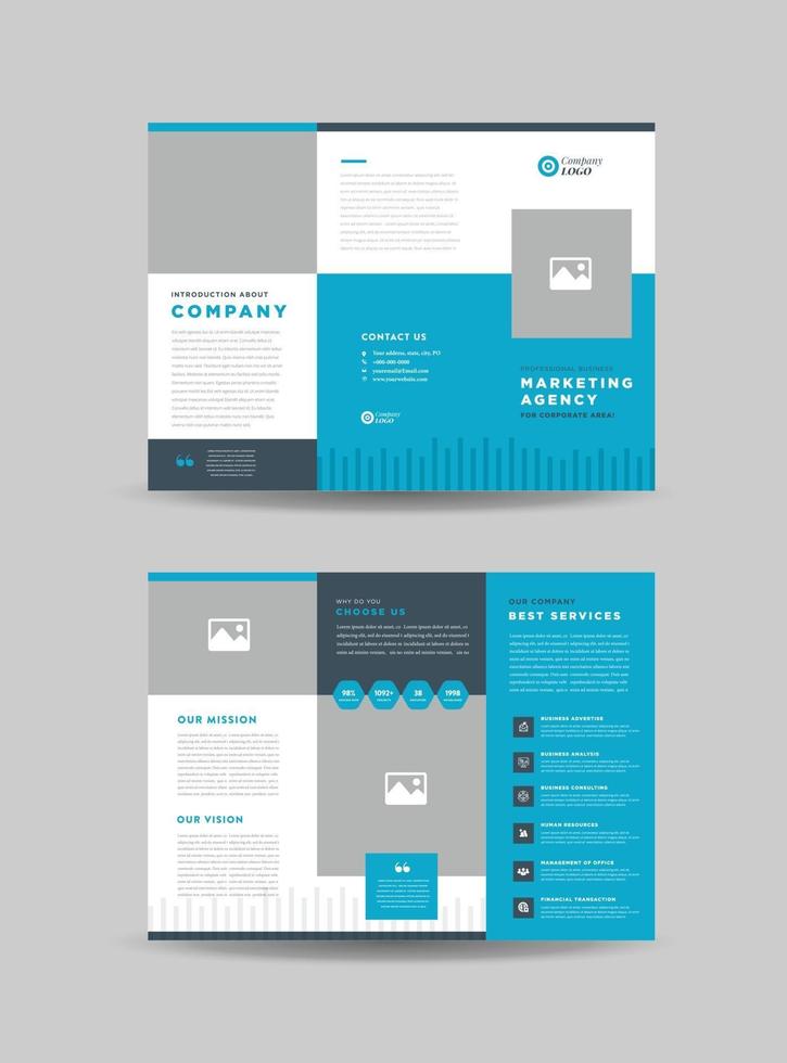 Business Trifold Brochure Design or Three Folded Advert or Handout Design vector