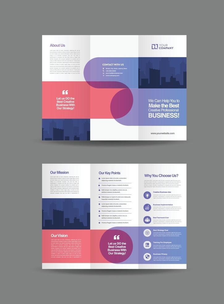 Business Trifold Brochure Design or Three Folded Advert or Handout Design vector