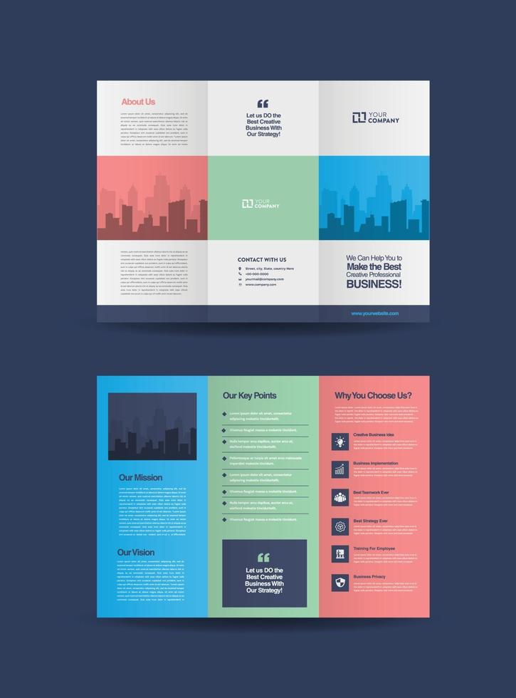 Business Trifold Brochure Design or Three Folded Advert or Handout Design vector