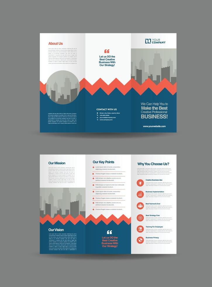 Business Trifold Brochure Design or Three Folded Advert or Handout Design vector