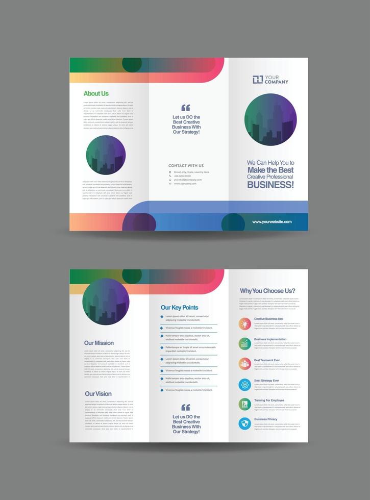 Business Trifold Brochure Design or Three Folded Advert or Handout Design vector