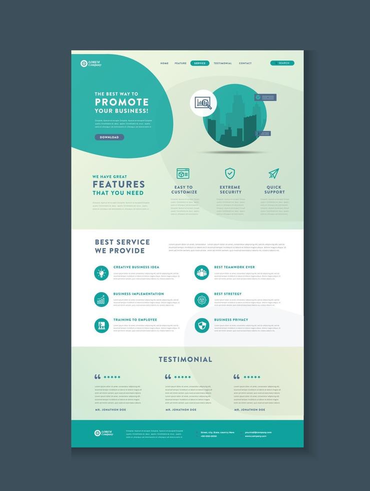 Business website landing page or App landing page or Web user interface Wire Frame Design vector