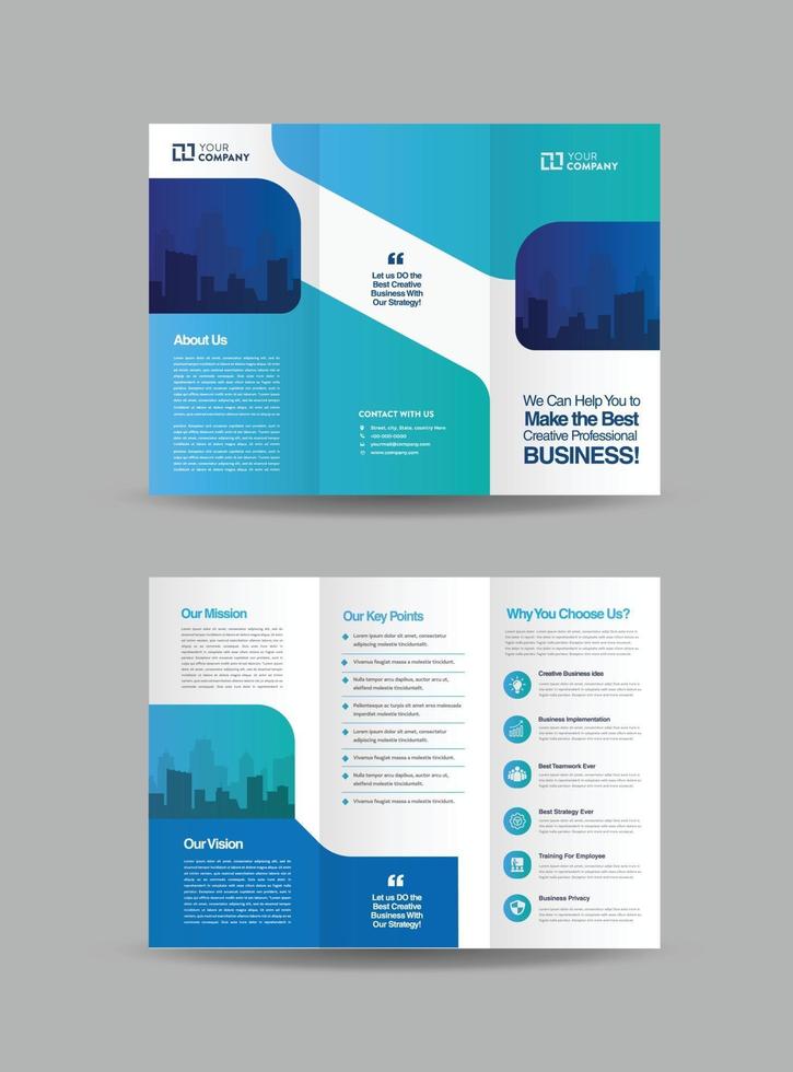 Business Trifold Brochure Design or Three Folded Advert or Handout Design vector