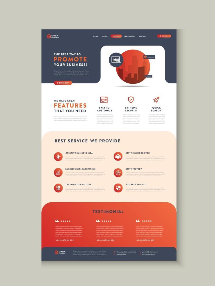 Business website landing page or App landing page or Web user interface Wire Frame Design vector