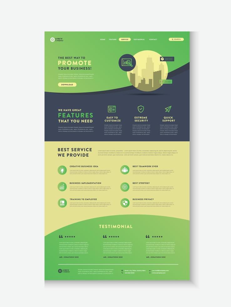 Business website landing page or App landing page or Web user interface Wire Frame Design vector